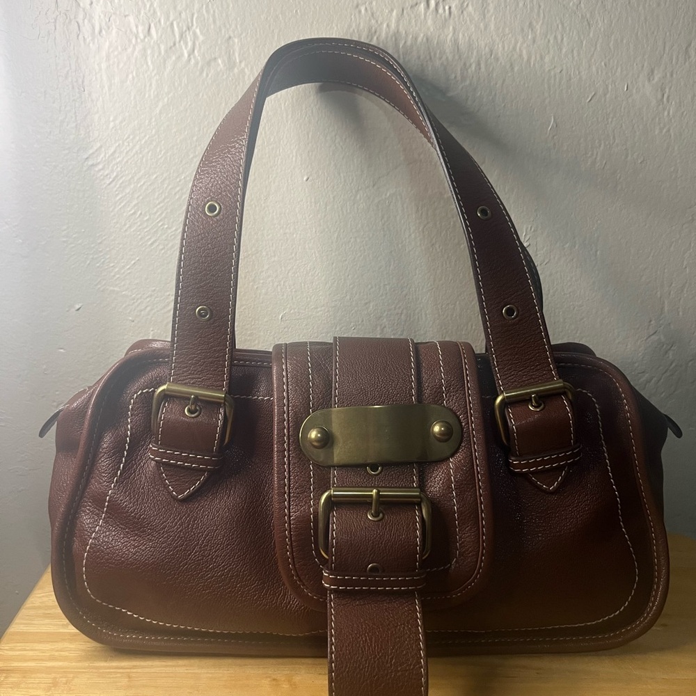 Marc Jacobs Brown Drummed Leather Satchel Bag